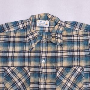 Sail Madras Flannel Casual Button Up Shirt Mens Size Large L Green Yellow